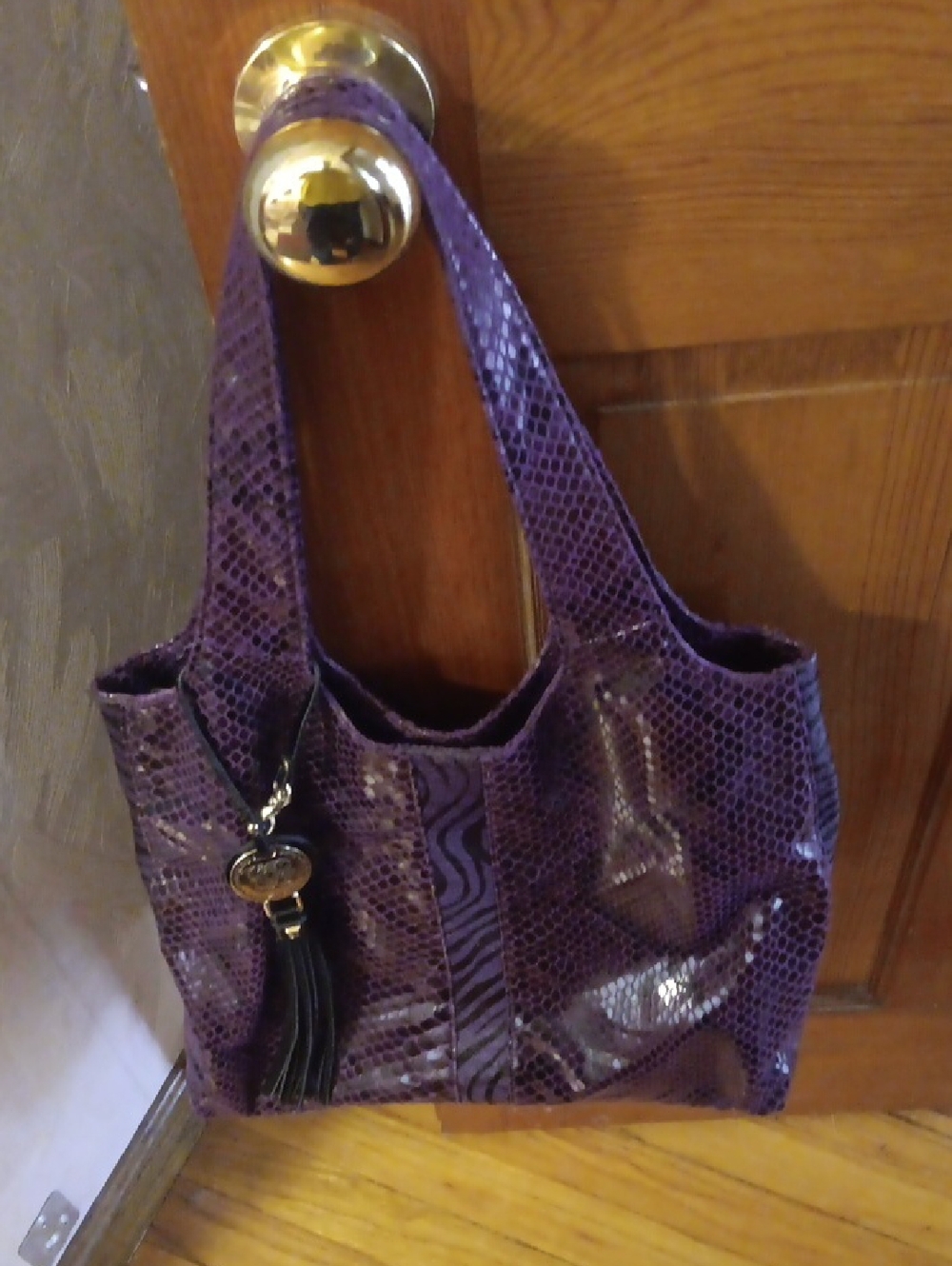 Sharif Purple Women’s Tote Bag with Tassel Accent